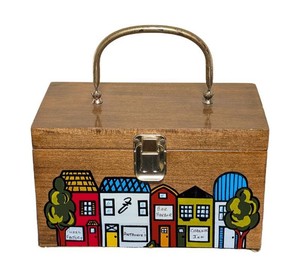 UL - Vintage Wooden Purse - Caro Nan Hand-Painted Handbag