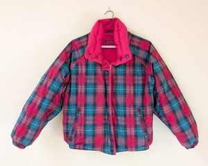 UB - Reversible Down Jacket - Nautica Plaid Pink & Green Size Medium