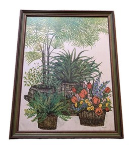 UB - Framed Botanical Print - Vintage Ida Pellei Signed