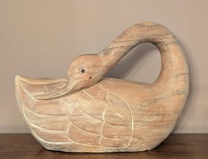 DR - Carved Wood Swan Sculpture