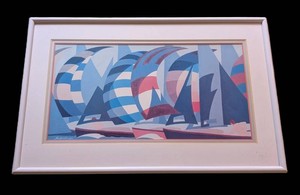 UB - Framed Art Print - Stephen Hustvedt Abstract Sailboats