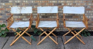 G - Folding Chairs - 3 Bamboo-Style Chairs 21 X 17 X 34 in