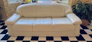 LR - Leather Sofa - Natuzzi Off-White Sofa
