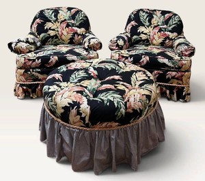 SR - Upholstered Armchairs & Ottoman - Custom Daytons Marshall Fields Hudsons