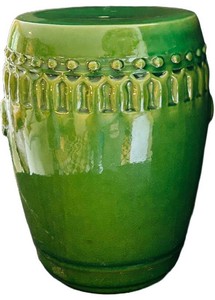 SR - Garden Stool - Green Glazed Ceramic Drum Seat