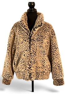 FC1 - Animal Print Faux Fur Jacket - Leopard Pattern Size LG