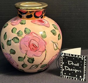 LR - Hand-Painted Ceramic Vessel - Droll Designs Floral