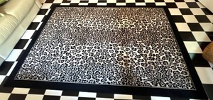 LR - Area Rug - Leopard Print Black & Cream 94 X 66 in