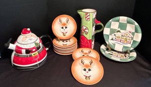 K - Christmas Tableware - Christopher Radko Shiny Brite Mixed Lot, 10 Plates