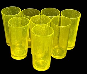 K - Vintage Yellow Drinking Glasses (Lot of 8)