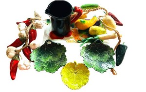K - Vegetable Serving Tray - Vietri Ceramic Tableware & Faux Vegetables