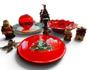 K - Christmas Decor - Two Wchtersbach Christmas Tree Platters, Musical Tree, Plates & Holiday Figures