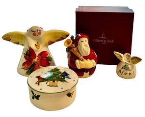 LR - Holiday Ceramic Figurines & Trinket Boxes Mixed Lot