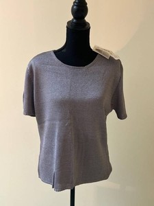 UC2 - Womens Knit Top - Jones New York Gray Short-Sleeve