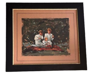 UL - Framed Figurative Artwork - Jann Daughdrill Family Scene