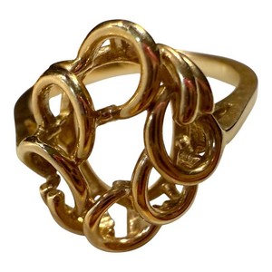 14K Gold Statement Ring - Gold-Tone Interlocking Loop Cocktail Ring