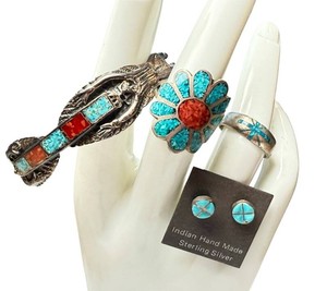 Vintage Sterling & Turquoise Jewelry Mixed Lot