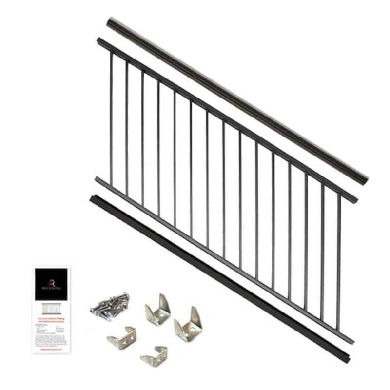 Aria Railing 36 in. x 69.43 in. Black Powder Coated Aluminum Preassembled Deck Stair Railing