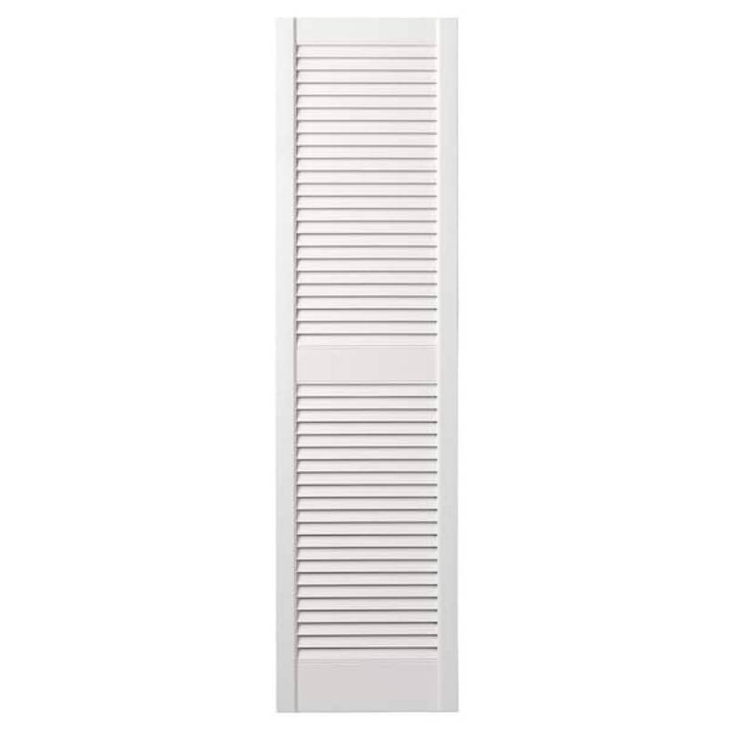 Ply Gem 15 in. x 55 in. Open Louvered Polypropylene Shutters Pair in White