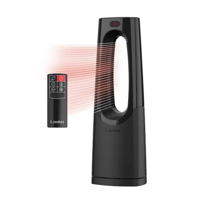 New - Lasko Bladeless 1500W 28 in. Black Electric Oscillating Tower Ceramic Space Heater with Remote Control and Digital Display