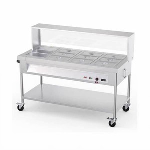 Garvee 96 qt. Stainless Steel Buffet Server with 12 Crocks, 1500W Electric Steam Table with Acrylic Shield