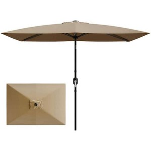 Garvee 10 ft. x 6.5 ft. Rectangular Market Patio Umbrella with Crank Lift and Dual-Direction Tilt in Tan