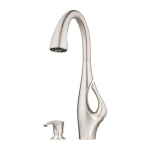 Pfister Indira Single Handle Pull Down Sprayer Kitchen Faucet with Soap Dispenser in Spot Defense Stainless Steel