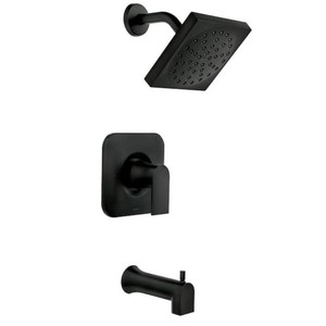 MOEN Genta Single-Handle 1-Spray Tub and Shower Faucet Set 1.75 GPM in Matte Black with Pressure Balanced Valve Included