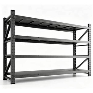 Mlezan 4-Tier Metal Garage Storage Shelves, 24 in. D x 71.25 in. W x 70 in. H, Black Steel Heavy Duty Storage Rack