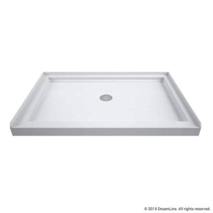 DreamLine SlimLine 48 in. x 36 in. Single Threshold Alcove Shower Pan Base in White with Center Drain