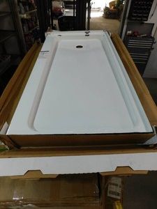 Bootz Industries Aloha ShowerCast 60 in. L x 30 in. W Alcove Shower Pan Base in White with Square Chrome Left Drain