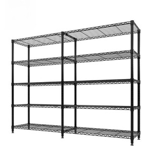Garvee 5-Tier L-Shaped Black Metal Storage Shelve Unit with Adjustable Shelf, Wire Storage Rack for Kitchen Pantry Bedroom