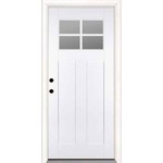 Feather River Doors 4-Lite SDL 36 in. x 80 in. Right Hand Inswing 1/4- Lite Smooth Unfinished Fiberglass Prehung Front Door