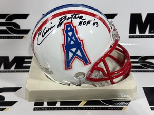 Elvin Bethea Autograph w HOF Inscription Houston Oilers Mini Football Helmet