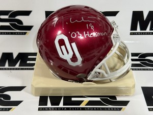 Jason White Autograph w Heisman Inscription University of Oklahoma Mini Football Helmet
