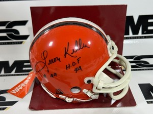 Leroy Kelly Autograph w HOF Inscription Cleveland Browns Mini Football Helmet