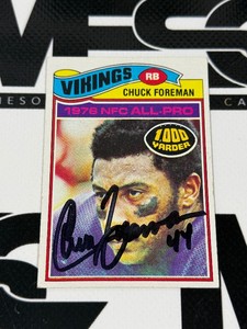 Chuck Foreman Autograph 1977 Topps #500 Vintage Minnesota Vikings Football Card