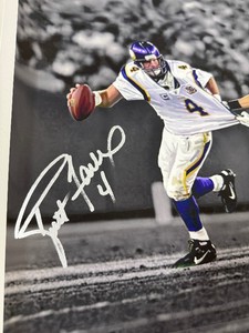 Brett Favre Autograph w/ PSA DNA Authenticity Canvas Minnesota Vikings Football Print w/ Clay Mathews