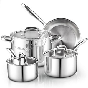 $150 Cook N Home 7-Piece Tri-Ply Clad Stainless Steel Cookware Pots & Pans Set