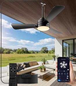 52 inch Plug-in Ceiling Fan Light with16.5ft long cord, Gazebo fan light Dimmable 3CCT LED,Reversible,Portable Hook Design for Bedroom Garage Tent Porch Kitchen patio