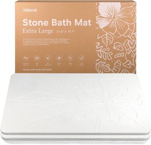 XMarrat Extra Large Diatomaceous Earth Stone Bath Mat, 2 Pack, 31.5x19.7