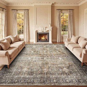 8x10 Area Rugs for Living Room, Non-Slip Washable Brown Large Carpet