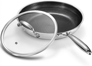 Stainless Steel Non Stick Frying Pan with Lid - PFOA Free