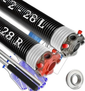 Garage Door Torsion Spring Set, Pair of 2 Electrophoresis Coated Garage Door Spring Replacement with 2 Non-Slip Winding Bars and Bearing, Minimum 16000 Cycles (.218x2x28)