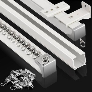 KOLAKO Ceiling Curtain Track, (3Ft-9Ft) Aluminum Curtain Track Wall Mount Heavy Duty Curtain Rail System, Room Divider, Sliding Drop Ceiling Track for Curtains, Rv