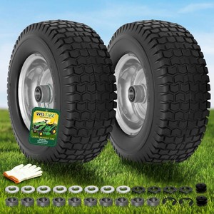 2 Pack 13x5.00-6 Flat Free Lawn Mower Tire and Wheel Assembly