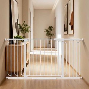 $142 Cumbor 36.6-59 Extra Wide Baby Gate for Stairs, Auto Close Dog Gate White