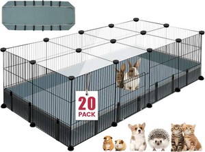 VISCOO 20 Panels Small Animal Playpen, 48 x 24 x 16 Rabbit Cage