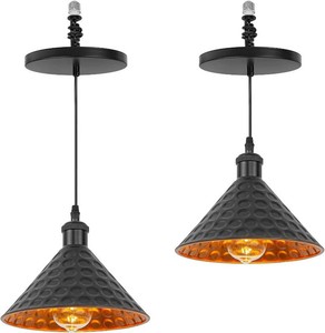 Kiven Instant Light Conversion Kit for 456inch Hole,Black Gold Inner Farmhouse Lighting Recessed Can Light Conversion Kit to Pendant with E26 Screw-in Adapter for Kitchen Living, Set of 2 TB2776