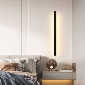 Modern Plug in LED Wall Sconce,39 Black Matte Long Wall Lights,20W Warm White 3000K Acrylic Indoor Wall lamp,with 59 Plug Cable for Bedroom,Living Room,Hallway